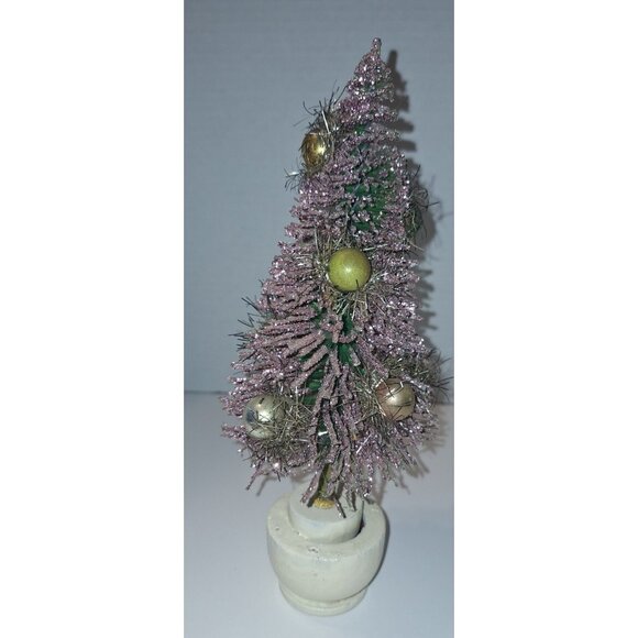 vintage 10 inch pink glitter bottle brush tree mercury ornaments - Picture 2 of 16